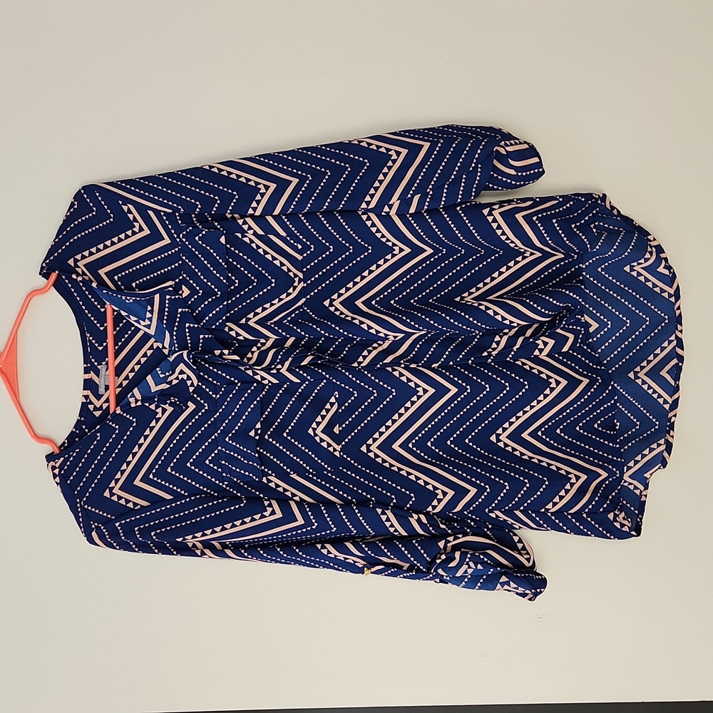 Charlotte Russe Patterned Blouse Blue Pink Women's Medium